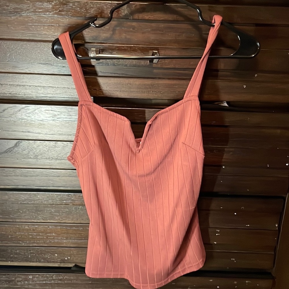 Shein V notch apricot medium ribbed tank top